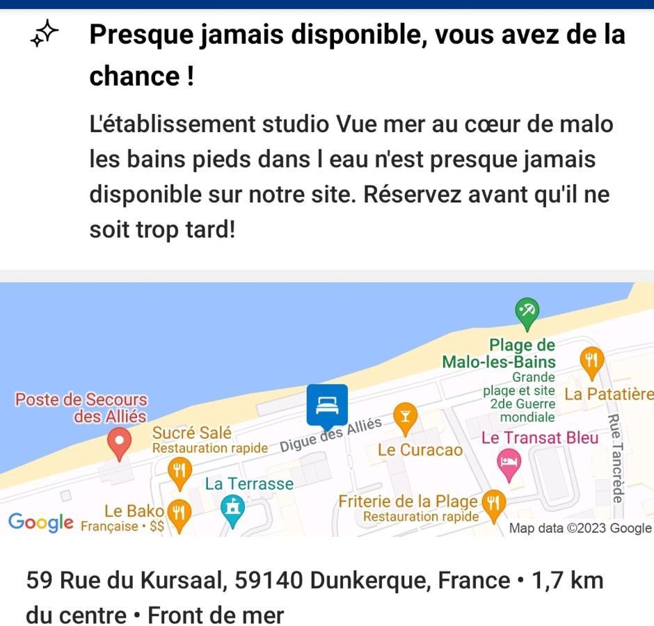 Studio Vue Mer Au Coeur De Malo Les Bains Pieds Dans L Eau Dunkirk Ngoại thất bức ảnh
